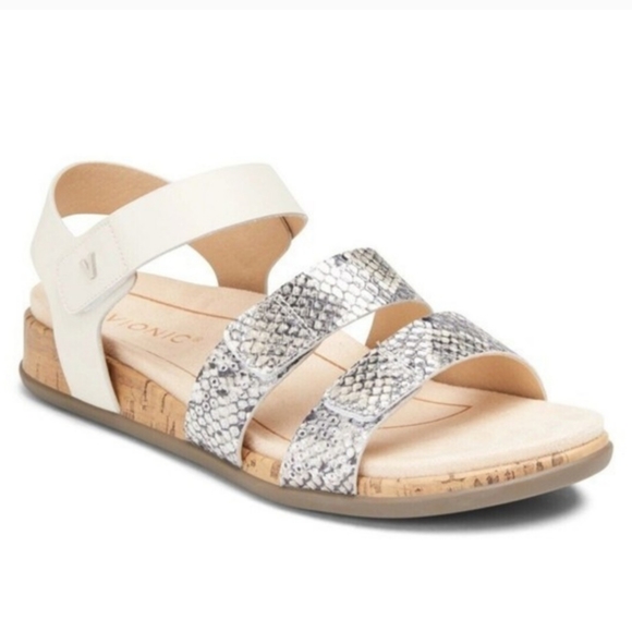 Vionic Colleen Boa velcro adjustable snakeskin sandals women's New 6 Orthopedic - Picture 1 of 8